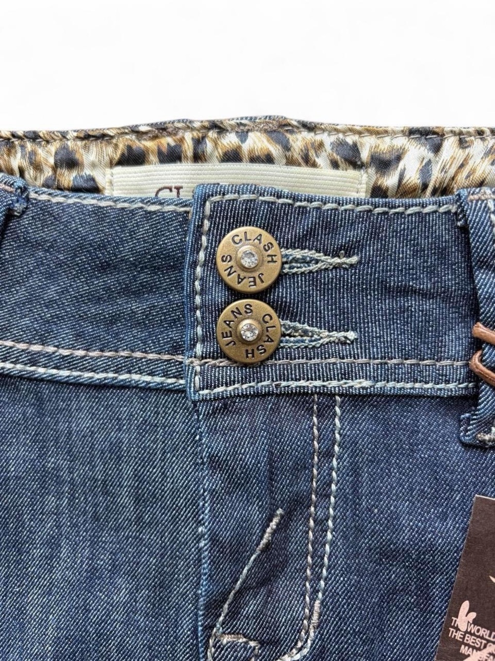 Vintage Y2K studded denim mini skirt zipper rhinestone S like diesel miss sixty - Picture 6 of 11